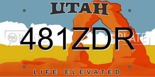 481ZDR Utah License Plate
