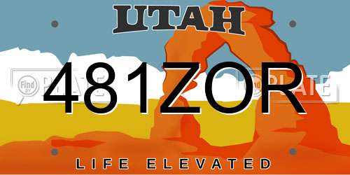 481ZOR Utah License Plate