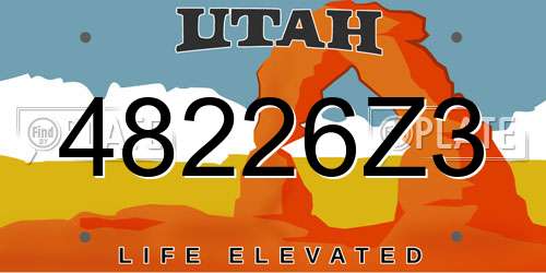 48226Z3 Utah License Plate