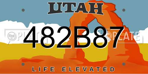 482B87 Utah License Plate