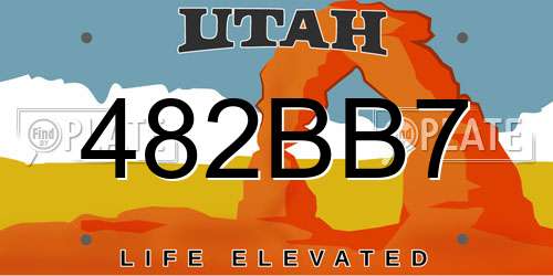 482BB7 Utah License Plate