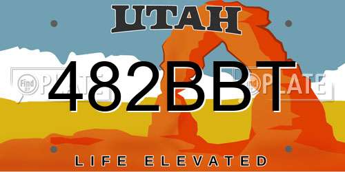 482BBT Utah License Plate