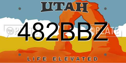 482BBZ Utah License Plate