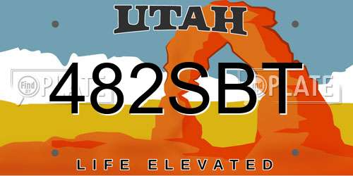 482SBT Utah License Plate