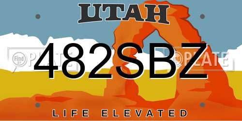 482SBZ Utah License Plate