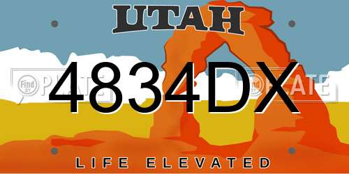 4834DX Utah License Plate