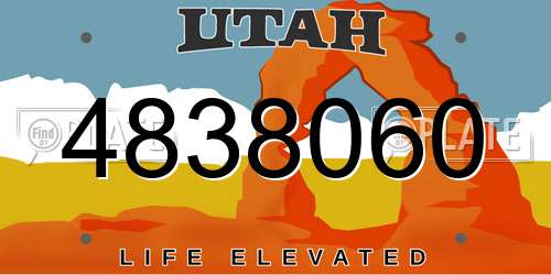 4838060 Utah License Plate