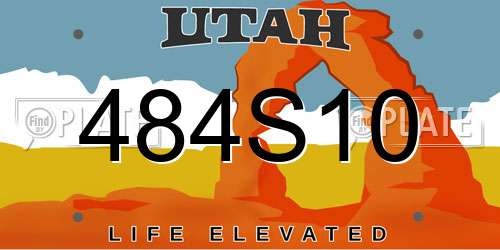 484S10 Utah License Plate