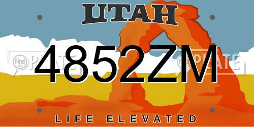 4852ZM Utah License Plate