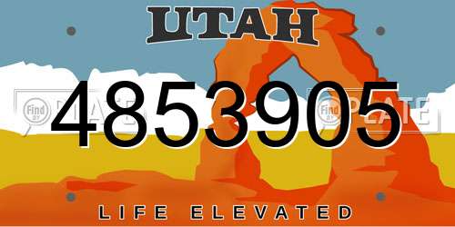 4853905 Utah License Plate