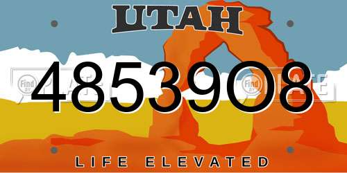 48539O8 Utah License Plate