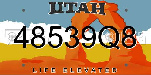 48539Q8 Utah License Plate