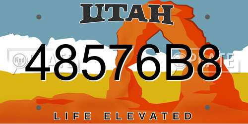 48576B8 Utah License Plate