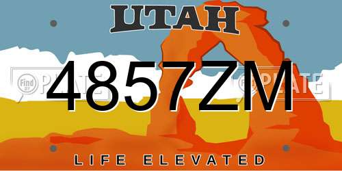 4857ZM Utah License Plate