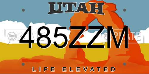 485ZZM Utah License Plate