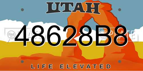48628B8 Utah License Plate