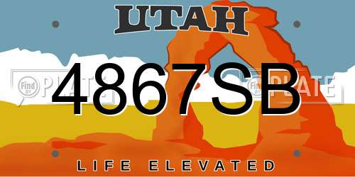 4867SB Utah License Plate