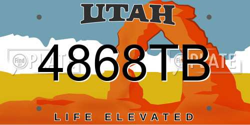 4868TB Utah License Plate