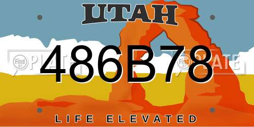 486B78 Utah License Plate