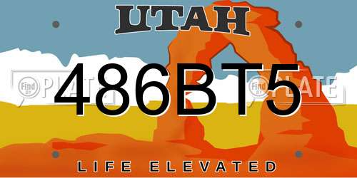 486BT5 Utah License Plate