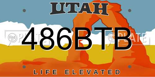 486BTB Utah License Plate