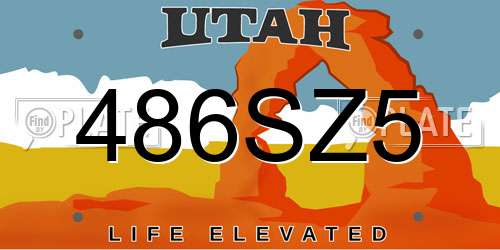 486SZ5 Utah License Plate