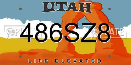 486SZ8 Utah License Plate