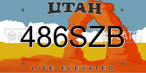 486SZB Utah License Plate