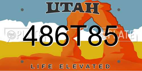 486T85 Utah License Plate