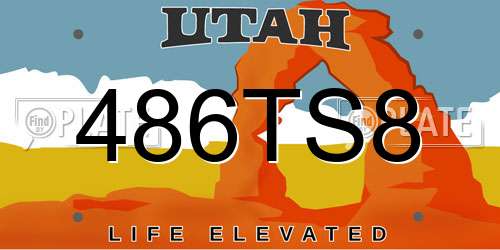 486TS8 Utah License Plate