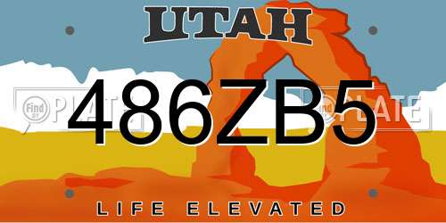 486ZB5 Utah License Plate