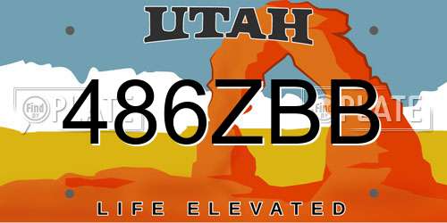 486ZBB Utah License Plate