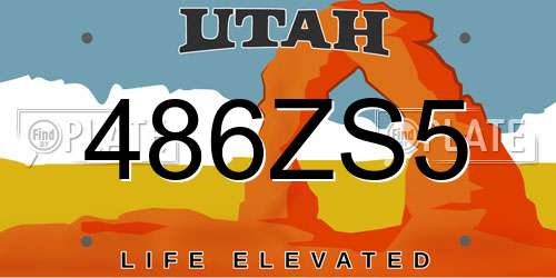 486ZS5 Utah License Plate