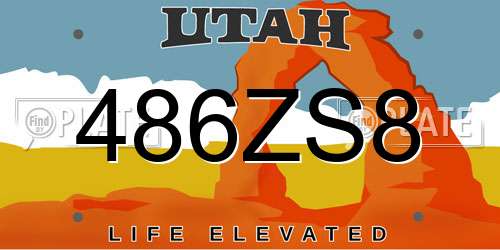 486ZS8 Utah License Plate