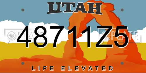 48711Z5 Utah License Plate