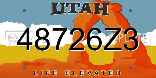48726Z3 Utah License Plate