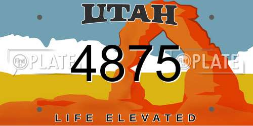 4875 Utah License Plate