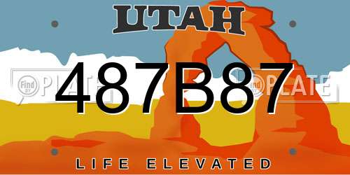 487B87 Utah License Plate