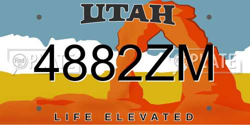 4882ZM Utah License Plate