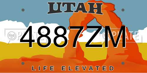 4887ZM Utah License Plate