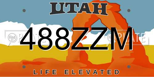 488ZZM Utah License Plate
