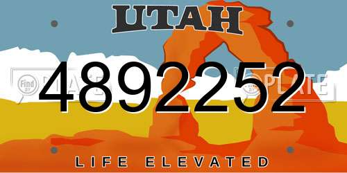4892252 Utah License Plate