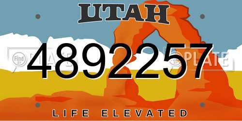 4892257 Utah License Plate