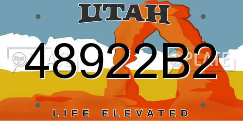 48922B2 Utah License Plate