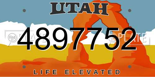 4897752 Utah License Plate