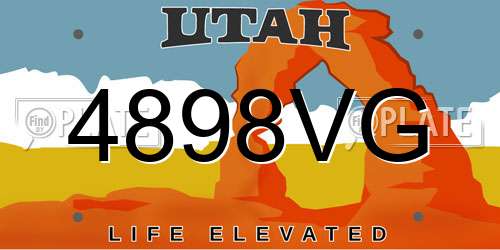 4898VG Utah License Plate
