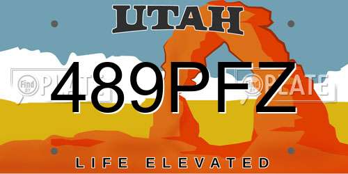489PFZ Utah License Plate