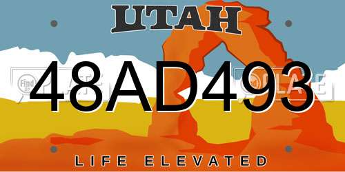 48AD493 Utah License Plate