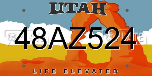 48AZ524 Utah License Plate