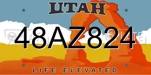 48AZ824 Utah License Plate